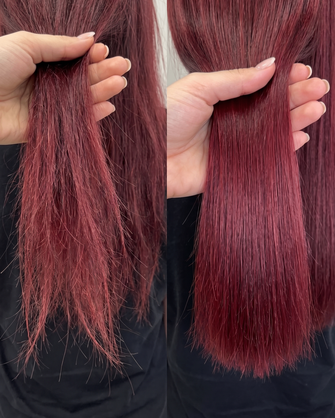 Före och efter behandling med Hair Rescue